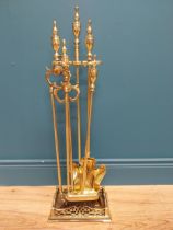 Victorian brass companion set {77 cm H x 25 cm W x 17 cm D}.