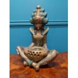 Painted plaster table lamp in the form of a Buddha {38 cm H x 28 cm W x 17 cm D}.