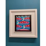 Graham Knuttel Deep Blue Sea oil on canvas mounted in frame {29 cm H x 29 cm W measurement of