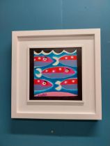 Graham Knuttel Deep Blue Sea oil on canvas mounted in frame {29 cm H x 29 cm W measurement of