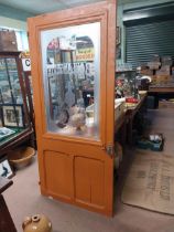 Painted pine door with frosted glass Boulangerie insert. {216 cm H x 97 cm W}.