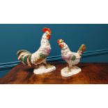 Pair of 19th C. hand painted ceramic Cockrel's {27 cm H x 22 cm W x 11 cm D}.