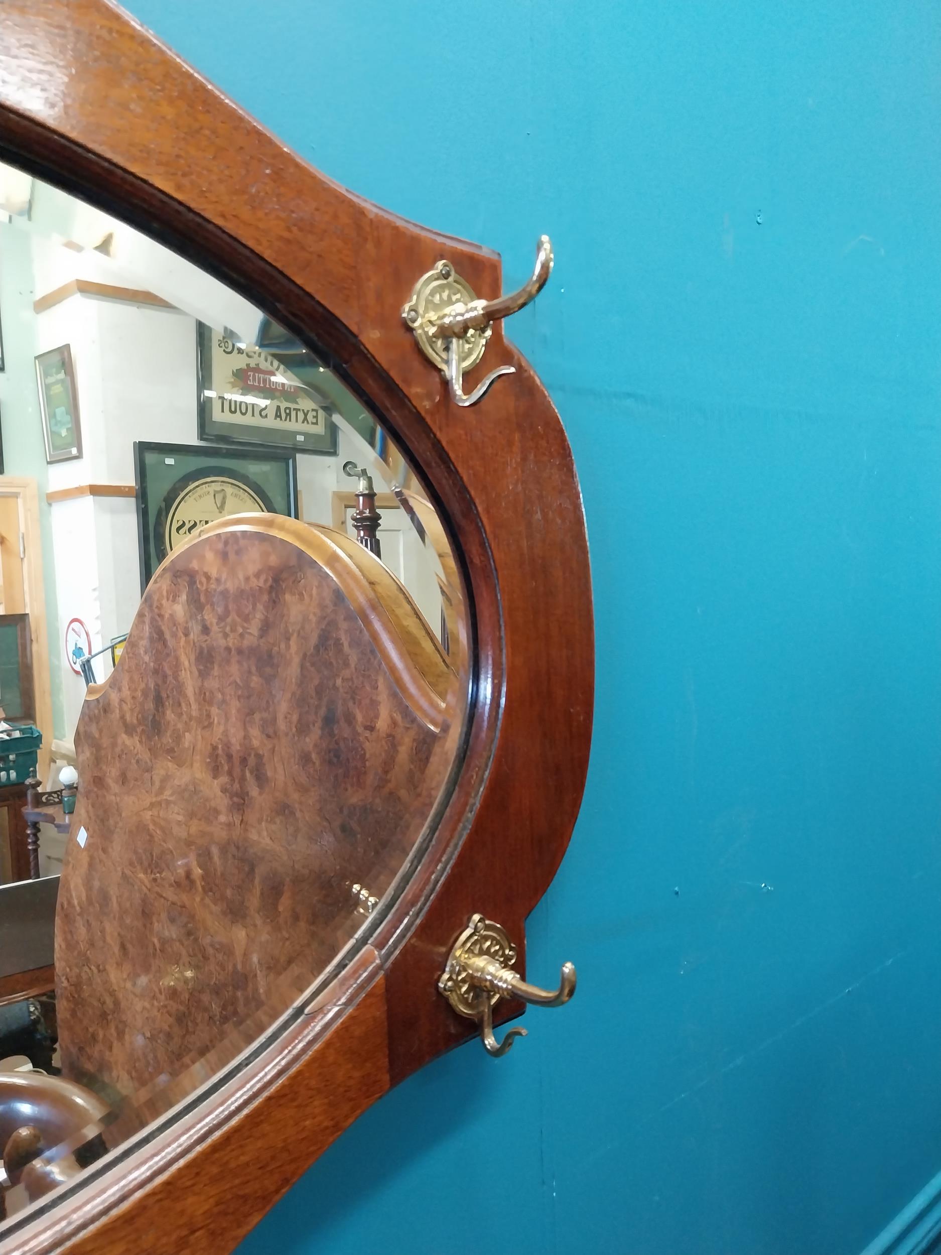 1950s mahogany hat and coat stand wall hanging mirror {62 cm H x 87 cm W x 10 cm D}. - Image 2 of 3