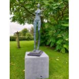 Exceptional quality contemporary bronze sculpture of a Lady {99 cm H x 23 cm W x 31cm D}.
