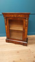 19th C. French walnut and satinwood inlaid pier cabinet with single glazed door and ormolu mounts {