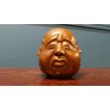 Bronze Oriental bust of Brahma paper weight {12 cm H x 10 cm Dia.}.