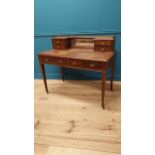 Good quality Edwardian mahogany and satinwood inlaid ladies desk with inset leather top and three