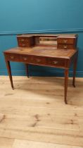 Good quality Edwardian mahogany and satinwood inlaid ladies desk with inset leather top and three