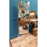 1960's Chrome and glass dressing mirror on wheels. {159 cm H x 47 cm W x 54 cm D}.