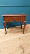 19th C. oak low boy with three drawers in the frieze raised on cabriole legs {69 cm H x 82 cm W x 53