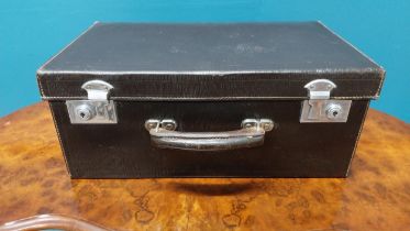 1950s leather Doctors case with chrome fittings {19 cm H x 44 cm W x 33 cm D}.