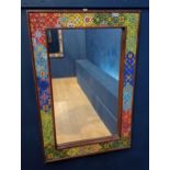 Framed tiled mosaic mirror {H 91cm x w 61cm x d 3cm }.