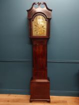 Georgian mahogany and satinwood inlaid long case Grandfather clock with brass dial and swan neck top
