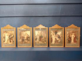 Set of five French stations of the cross {H 70cm x W 45cm}.