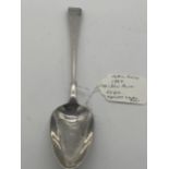 Rare Irish silver Old English patterned serving spoon, engraved with a ribbon and Cavan Regt.