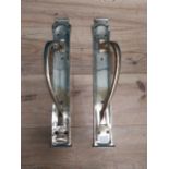 Pair of bronze door handles {45 cm H x 8 cm W}.