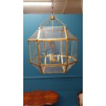 Good quality gilded metal hall lantern {60 cm H x 48 cm W x 48 cm D}.