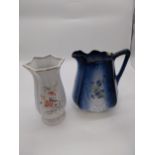 Decorative ceramic jug made in Ireland the Reme Collection and ceramic vase {25 cm H x 23 cm W x