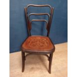 Bentwood side chair with motif seat {H 80cm x W 40cm x D 42cm }.