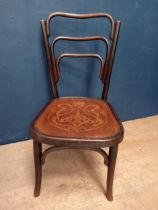 Bentwood side chair with motif seat {H 80cm x W 40cm x D 42cm }.