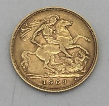 Edward VII gold half sovereign. 1909.