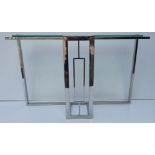 Exceptional quality chrome and glass consul table in the Art Deco style {82cm H x 124cm W x 37cm D}