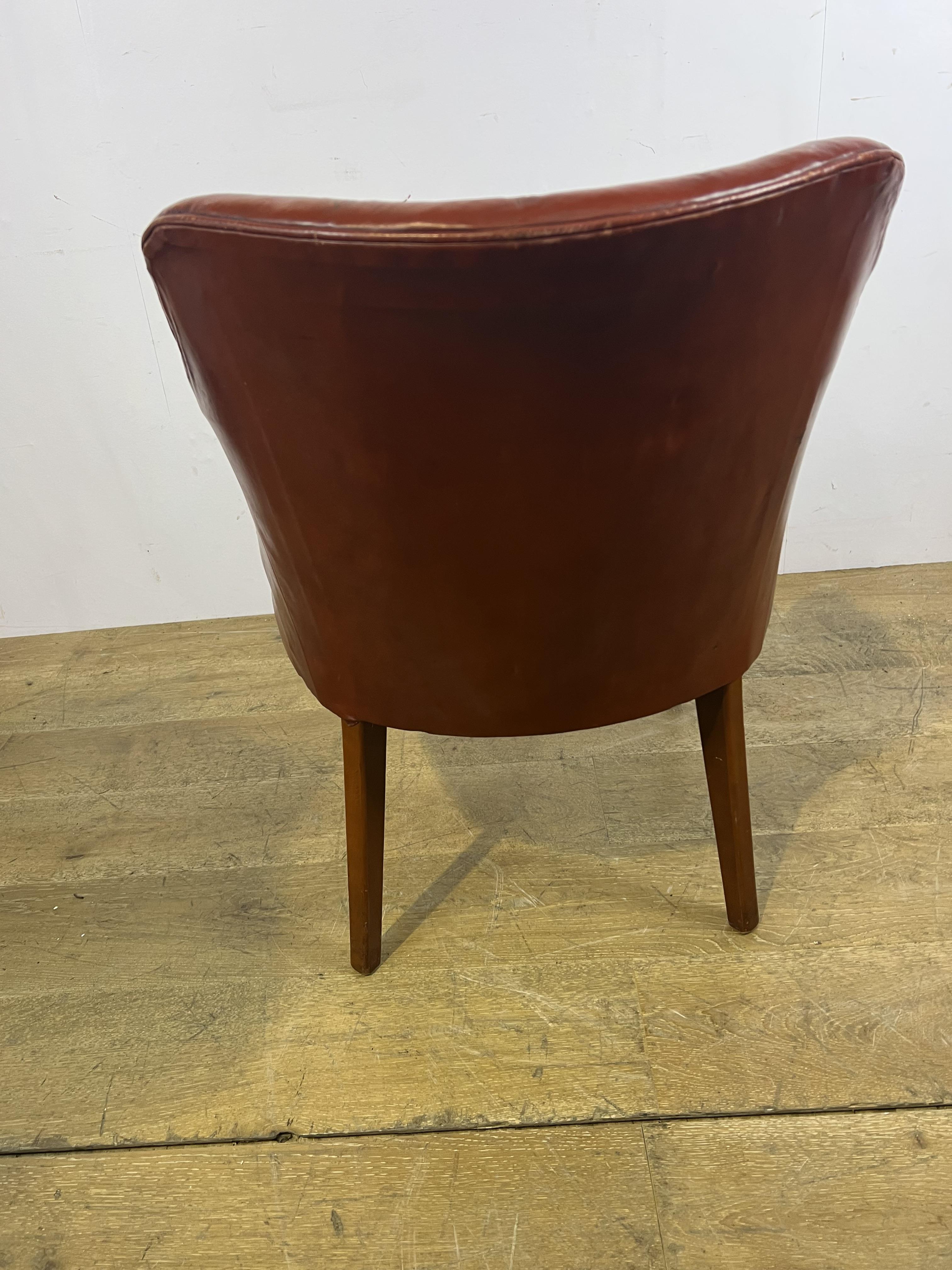 Hand dyed leather deep buttoned tub chair raised on square tapered legs {H 80cm x W 62cm x D - Image 2 of 3