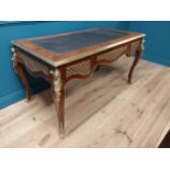 Exceptional quality French kingwood desk with inset leather top and ormolu mounts in the Empire