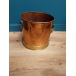 19th C. copper and brass log bucket {36 cm H x 46 cm Dia.}.