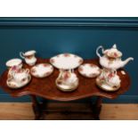 Royal Albert Old Country Rose twenty piece ceramic tea set.