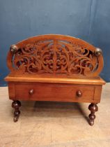 Victorian walnut canterbury {H 50cm x W 53cm x D 37cm }.