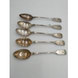 Two EPNS serving spoons stamped West & Son one with strainer, each engraved with a rampant lion