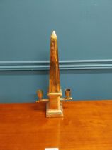 Obelisk with double candlestick. {37 cm H x 17 cm W x 8 cm D}.