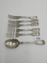 Set of five 19th Century Nickel-Silver D&A Nevada Silver  Hallmark Nevada Silver Maker Daniel and