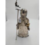 Chinese silver /white metal Wiseman/ possibly Shouxing holding a staff in one hand and a gourd or