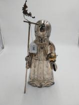 Chinese silver /white metal Wiseman/ possibly Shouxing holding a staff in one hand and a gourd or