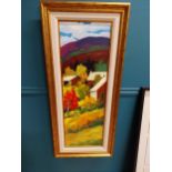 Framed oil on canvas - Maison D'Etes - Christian Bergeron {109 cm H x 42 cm W}