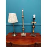 Three decorative table lamps {52 cm H, 66 cm H and 56 cm H}.