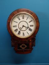 William IV rosewood wall clock with painted dial {61 cm H x 42 cm W x 8 cm D}.