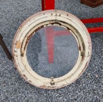 Victorian painted pine and metal porthole. {60 cm Dia.}.