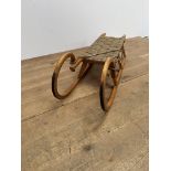 1950s winter sleigh with hessian rope {L 129cm x H 40cm x W31cm }.