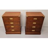 Pair of exceptional quality walnut lockers with four drawers, brass mounts and brass handles in