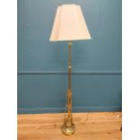 Exceptional quality Edwardian brass standard lamp with cloth shade {210 cm H x 54 cm W x 54 cm D}.