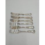 Set of six EPNS Kings Pattern dinner forks . { 20.5cm L }.