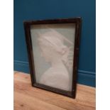 19th C. Grand Tour plaster relief mounted in ebonised pine frame {58 cm H x 42 cm W x 8 cm D}.