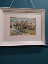 Framed oil on canvas - Trees - Tigron G Hazrayan {46 cm H x 58 cm W}. { cm H cm W cm D}.