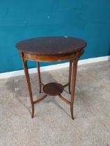 Good quality Edwardian mahogany occasional table on square tapered legs. {71 cm H x 59 cm Dia.}.{ cm