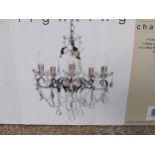 Juliet brushed brass five branch crystal chandelier - unused new in box.{ cm H cm W cm D}.