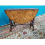 Good quality Victorian burr walnut Sunderland table {70 cm H 90 cm W 40cm D}.
