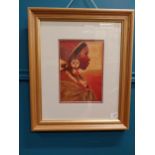 Framed print of Zulu girl. {53 cm H x 45 cm W}. { cm H cm W cm D}.